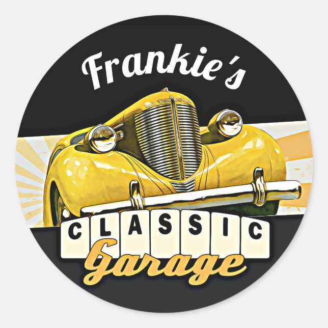 Adesivo Personalizado | Seu nome | Garagem Clássica (Frente)