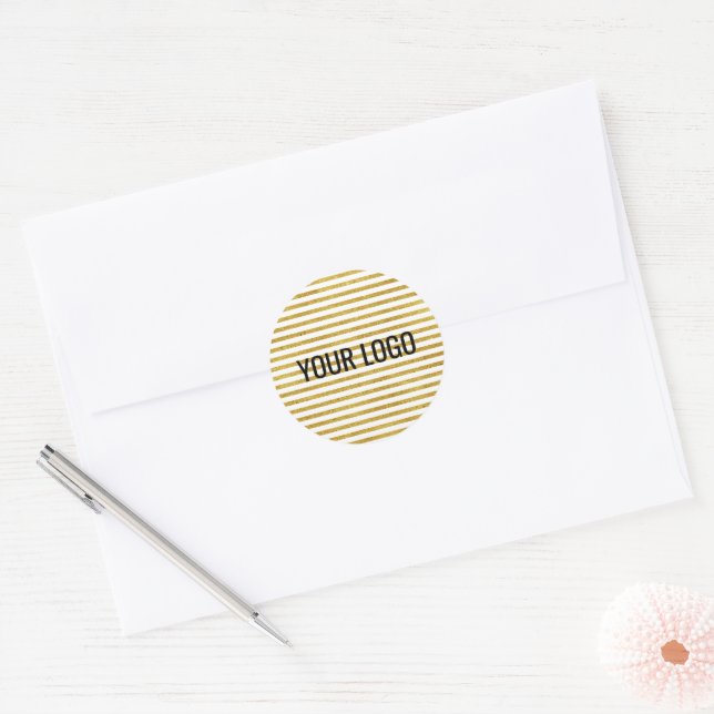 Adesivo Personalizado, Simples e Dourado, faça seu logotip (Envelope)
