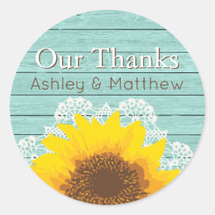 Adesivo Personalizados Nossos Obrigados Sunflower & Lace