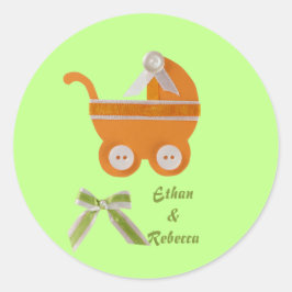 Adesivo Personalizar chá de fraldas de carruagem laranja