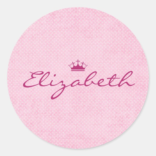 Adesivo Personalizar com Tiara Roxa em Bolinhas Rosa (Frente)
