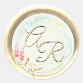 Adesivo *~* PERSONALIZAR Coroa Floral Selo de Cera Casamen