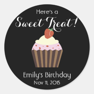 Adesivo Personalizar Cupcake: Favor de bolo de morango