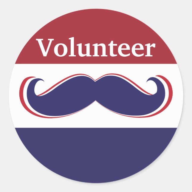 Adesivo personalizar design de bigode vermelho, branco e a (Frente)