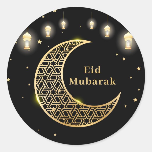 Adesivo Personalizar Eid Mubarak / Ramadan Kareem Dourado (Frente)