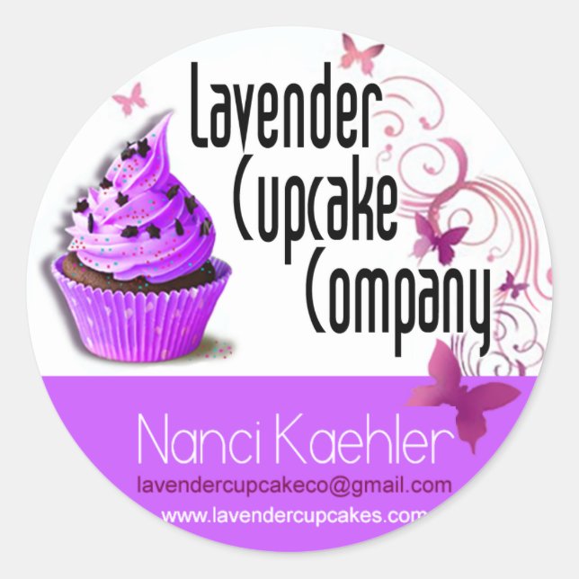 Adesivo Personalizar empresa do Cupcake de lavanda (Frente)