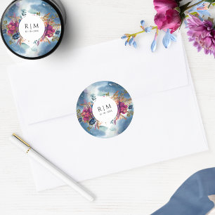 Adesivo Personalizar, Favor Floral Celestial/Envelope Selo