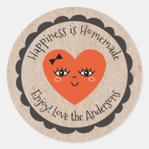 Adesivo Personalizar feito com amor Coração Kraft Cute