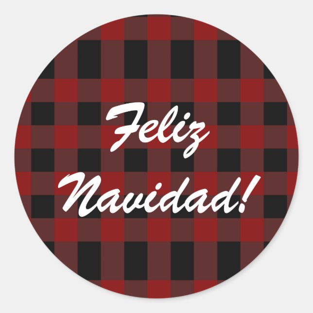 Adesivo Personalizar Feliz Navidad Xadrez Vermelha Natal E (Frente)