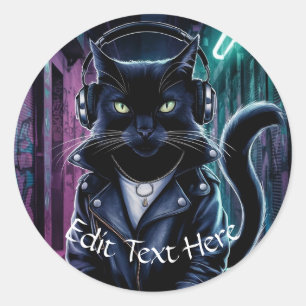 Adesivo Personalizar Fones de ouvido Legal de Gato Preto P