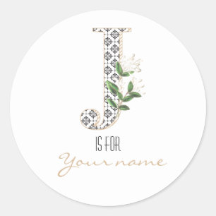 Adesivo Personalizar J Name Floral Flower Classy - Letra J