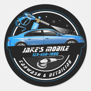 Adesivo Personalizar Lavagem de Carro Móvel Detalhes Azul 