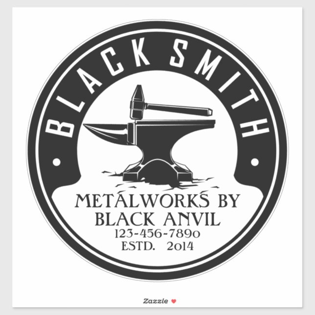 Adesivo Personalizar o Blacksmith Black Anvil Metal funcio (Folha)