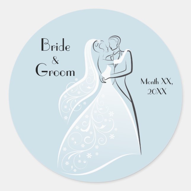 Adesivo Personalizar o Produto Blue Retro Wedding Dancers  (Frente)