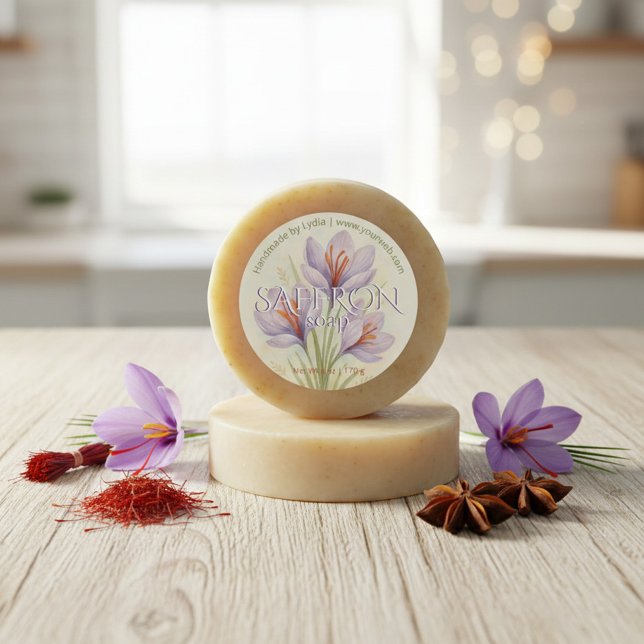 Adesivo Personalizar Saffron Soap Watercolor Negócios (Criador carregado)