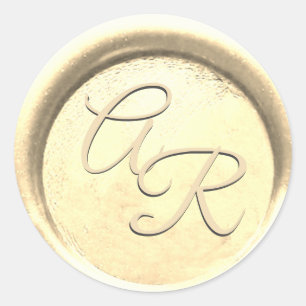 Adesivo *~* PERSONALIZAR Selo de Cera Dourado Elegante par