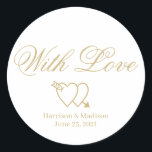 Adesivo personalizar texto Favoritos de presente de casame<br><div class="desc">personalizar texto,  nome Dama de casamento favorito etiquetas com amor dois corações</div>