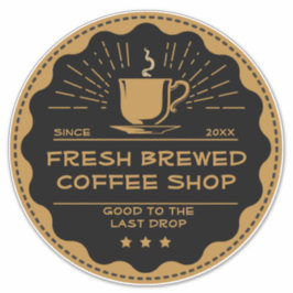 Adesivo Personalizar xícara de loja de café rústica frente