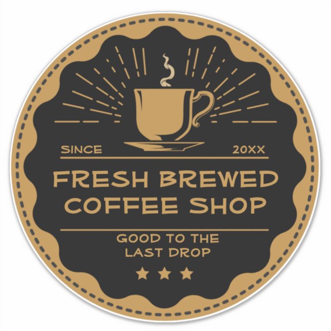 Adesivo Personalizar xícara de loja de café rústica frente (Frente)