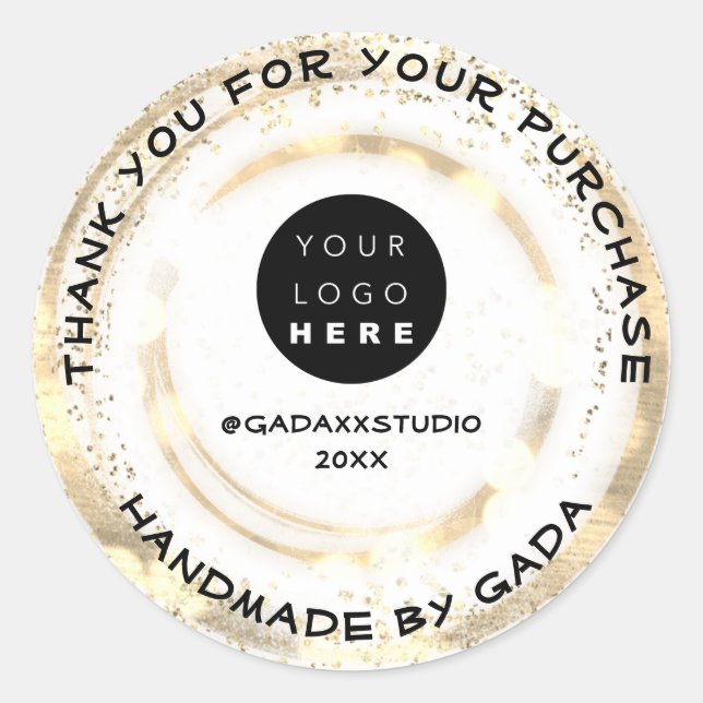 Adesivo PersonalizarLogotipo Obrigado Confetti Dourado Fei (Frente)