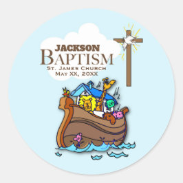 Adesivo Personalizável, Arca de Noé do Batismo de Menino