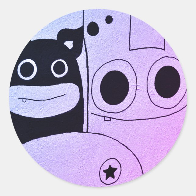 Adesivo Personalizável de Monstro Feliz (Frente)