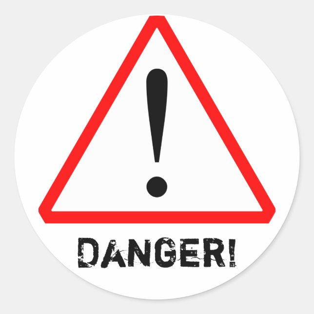 Adesivo Personalizável de símbolos de aviso vermel (Frente)
