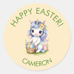 Adesivo Personalizável do Unicorn de Felz pascoa b
