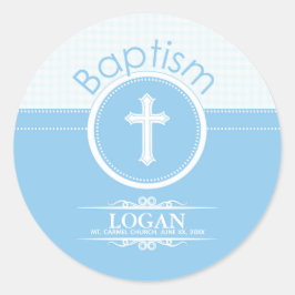 Adesivo Personalizável, Menino Azul Filho de Deus Batismo