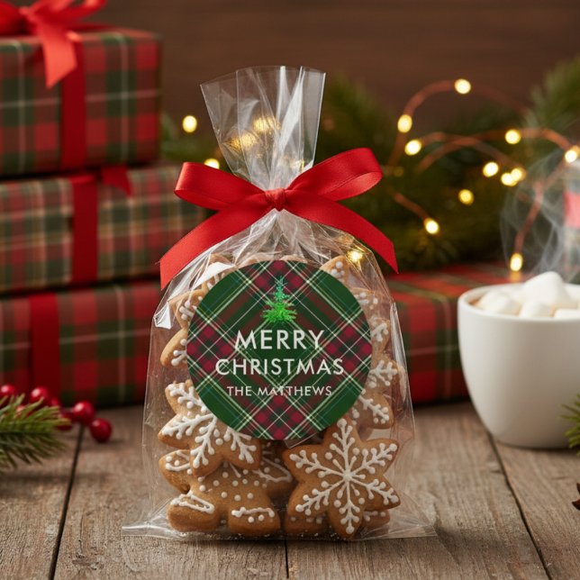 Adesivo Personalize Árvore de Natal Xadrez Moderna Nome  (Criador carregado)