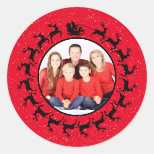 Adesivo Personalize FOTO Trenó do Papai Noel Natal Vermelh