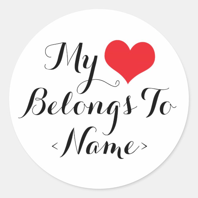 Adesivo Personalize Meu Coração Pertence A<Name> (Frente)