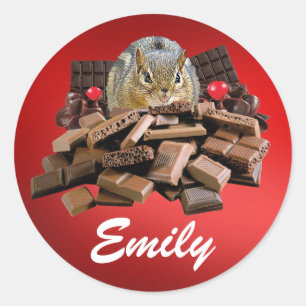 Adesivo Personalize o Chipmunk do chocolate do dia dos