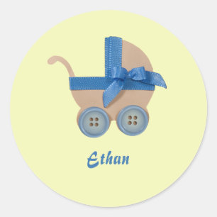 Adesivo Personalize o pêssego e a carruagem de bebê azul
