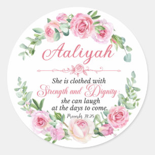 Adesivo Personalize Prov 31:25 Dia das Mães Rosa Rosa