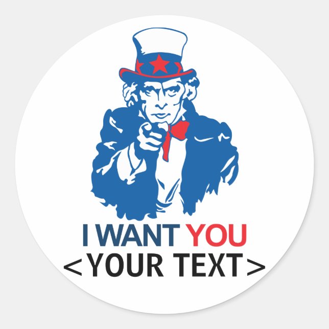 ADESIVO PERSONALIZE TIO SAM QUER VOCÊ,<YOUR TEXT> (Frente)