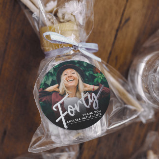 Adesivo Personalized 40th Birthday Photo Forty Silver