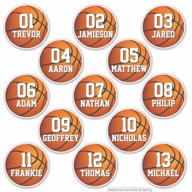 Adesivo personalized basketball stickers for 13 boys girls (Frente)