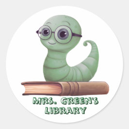 Adesivo Personalized Bookworm Book Stickers for Classroom 