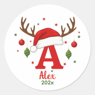 Adesivo Personalized Christmas Monogram A Santa Hat