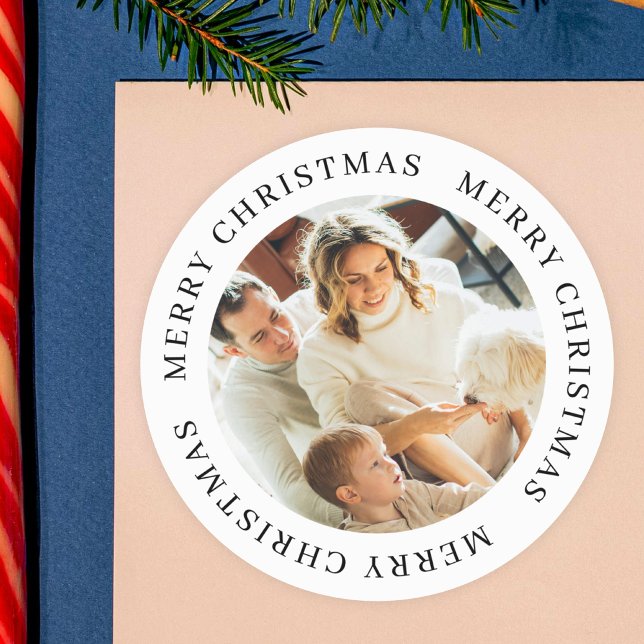 Adesivo Personalized Christmas Simple Modern Custom Photo (Criador carregado)