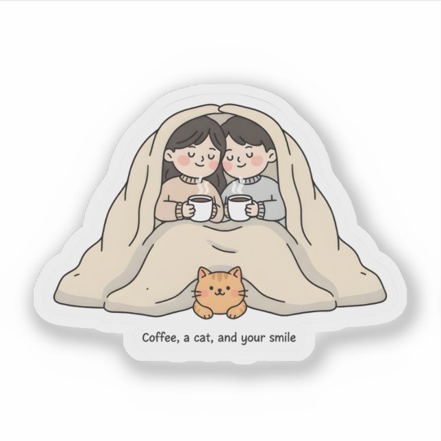 Adesivo Personalized Couple & Cat Lovers Cozy Collection  (Frente)