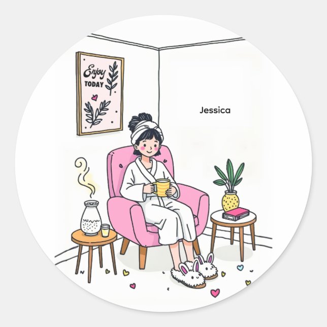 Adesivo Personalized Cozy Daughter Gift Cute Self Care (Frente)