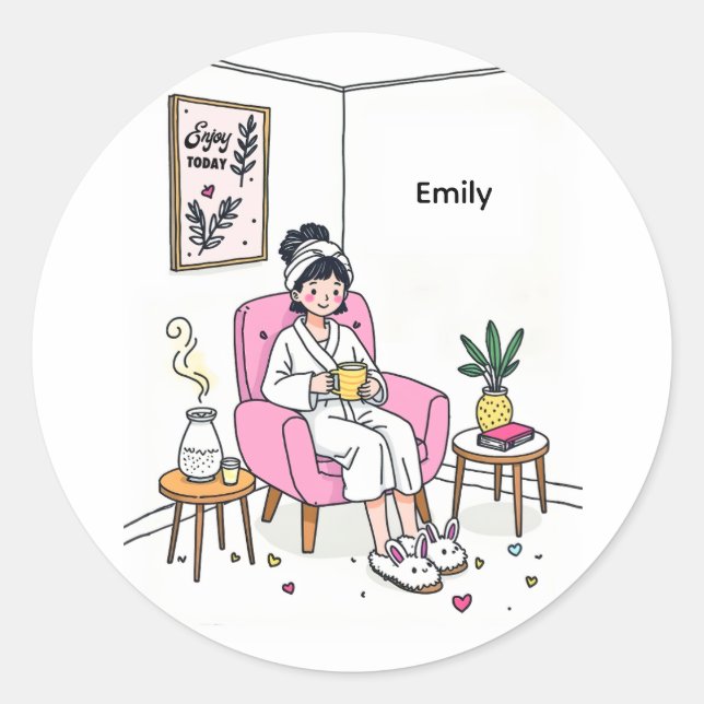 Adesivo Personalized Cozy Mom Gift Soft Relaxing Self Care (Frente)