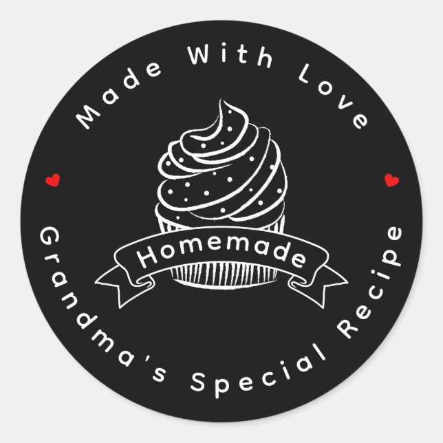 Adesivo Personalized Cupcake Homemade Made With Love (Frente)