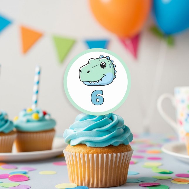 Adesivo Personalized Dinosaur Age Cupcake Toppers | Dino  (Criador carregado)