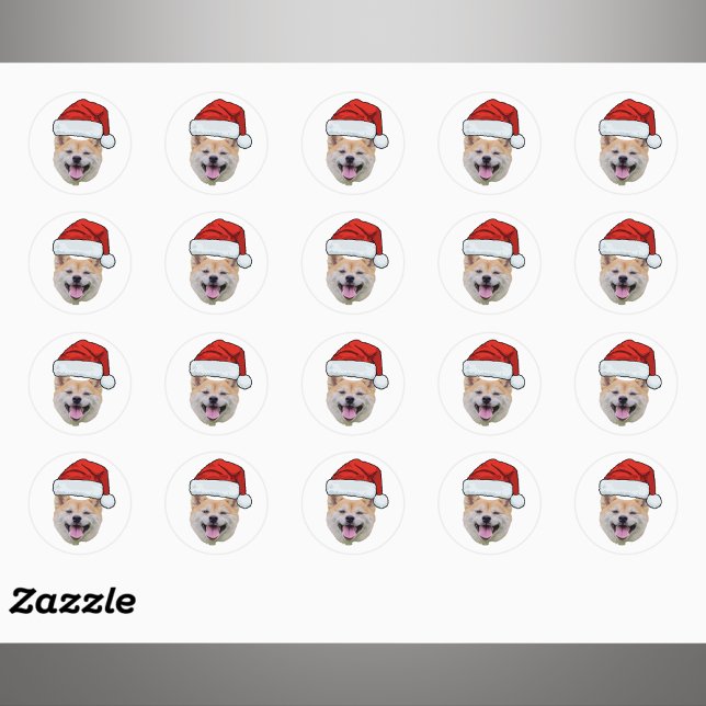 Adesivo Personalized Dog Face Photo Santa Hat Christmas (Criador carregado)