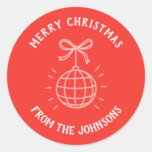 Adesivo Personalized Family Name Merry Christmas  (Frente)