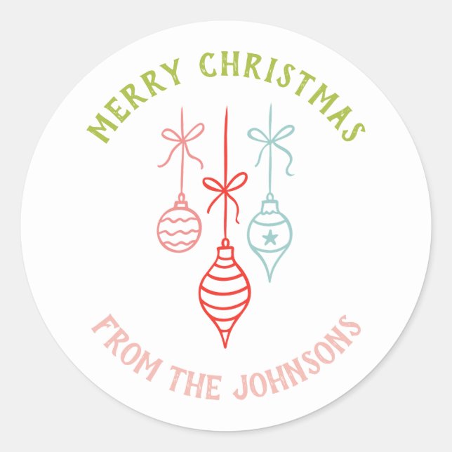 Adesivo Personalized Family Name Merry Christmas Bauble (Frente)