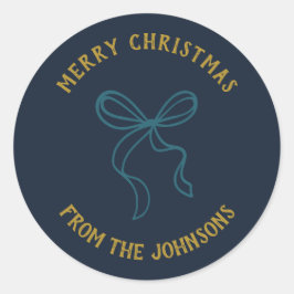Adesivo Personalized Family Name Merry Christmas Bow